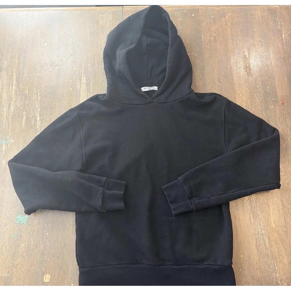 PERFECT WHITE TEE Black Cotton Hoodie Sweatshirt Size Small Unisex Heart Basic